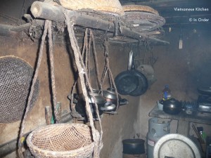 Kitchen organizing in rural Vietnamese home