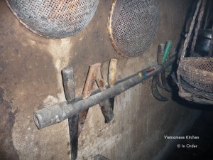 kitchen organizing in rural Vietnamese village